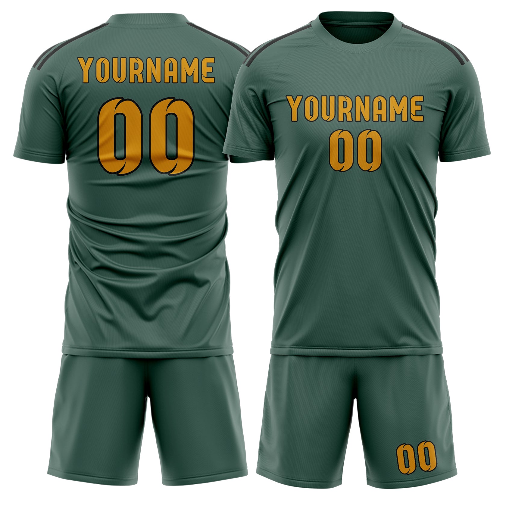 Custom Blue Green Yellow Soccer Set