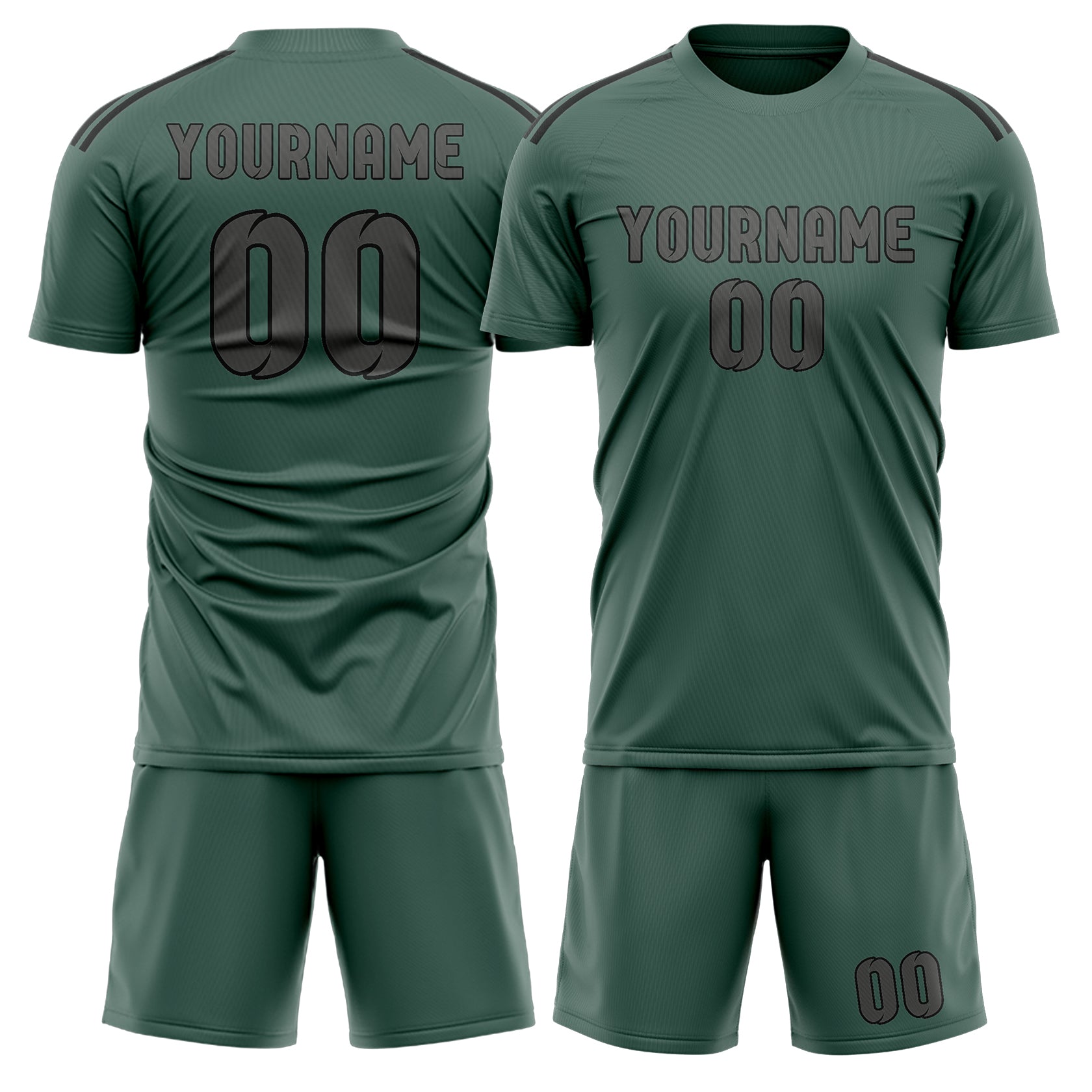 Custom Blue Green Dark Grey Soccer Set