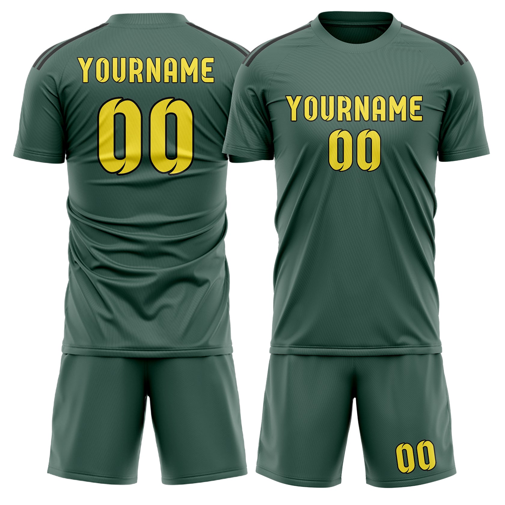 Custom Blue Green Light Yellow Soccer Set