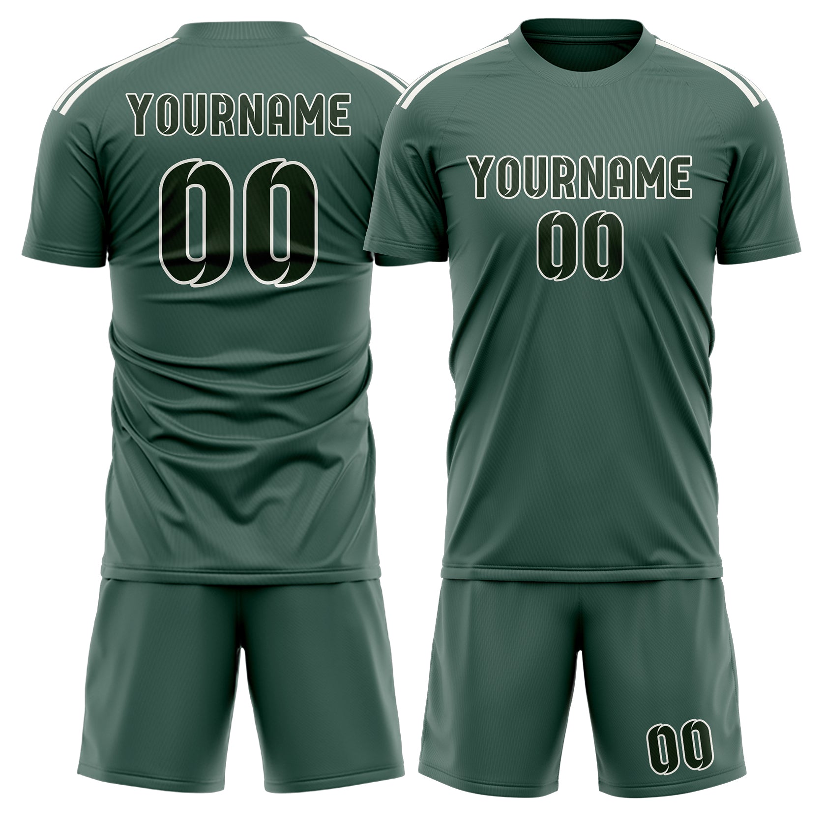 Custom Blue Green Dark Green Soccer Set