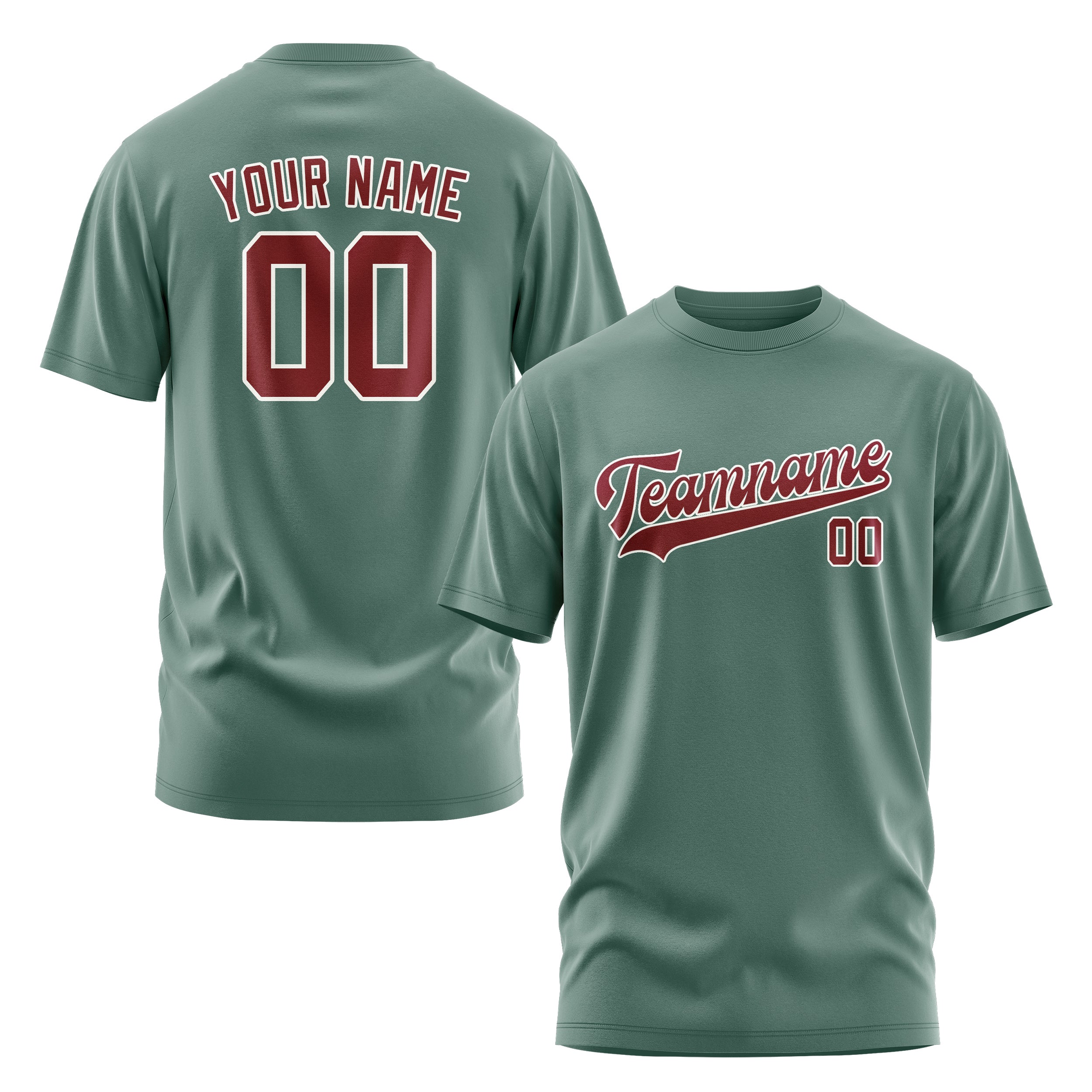 Custom Blue Green Crimson Red T-Shirt