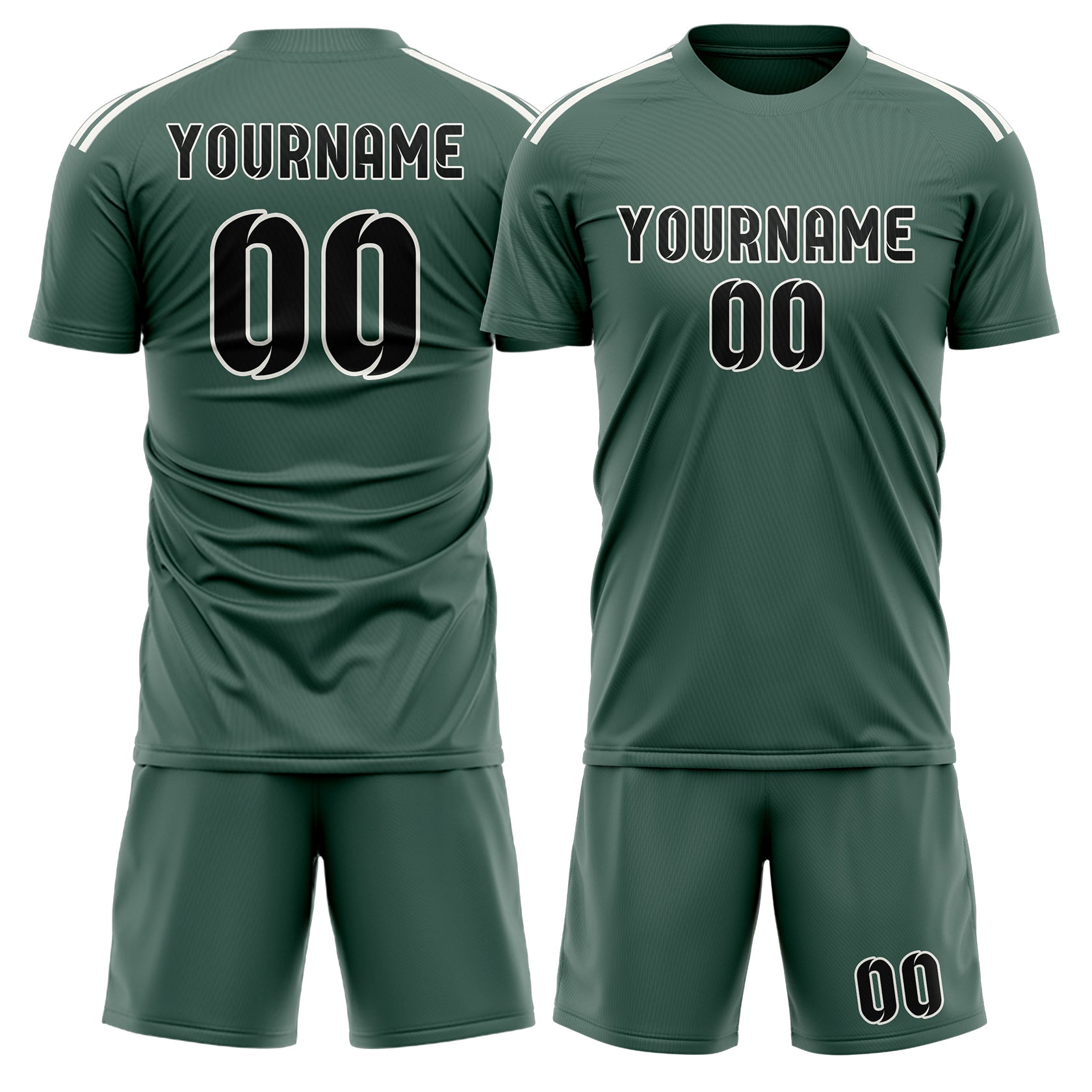 Custom Blue Green Black Soccer Set