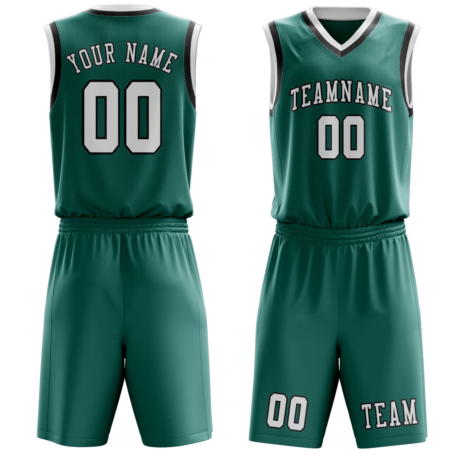 Custom Blue Green White Basketball Set