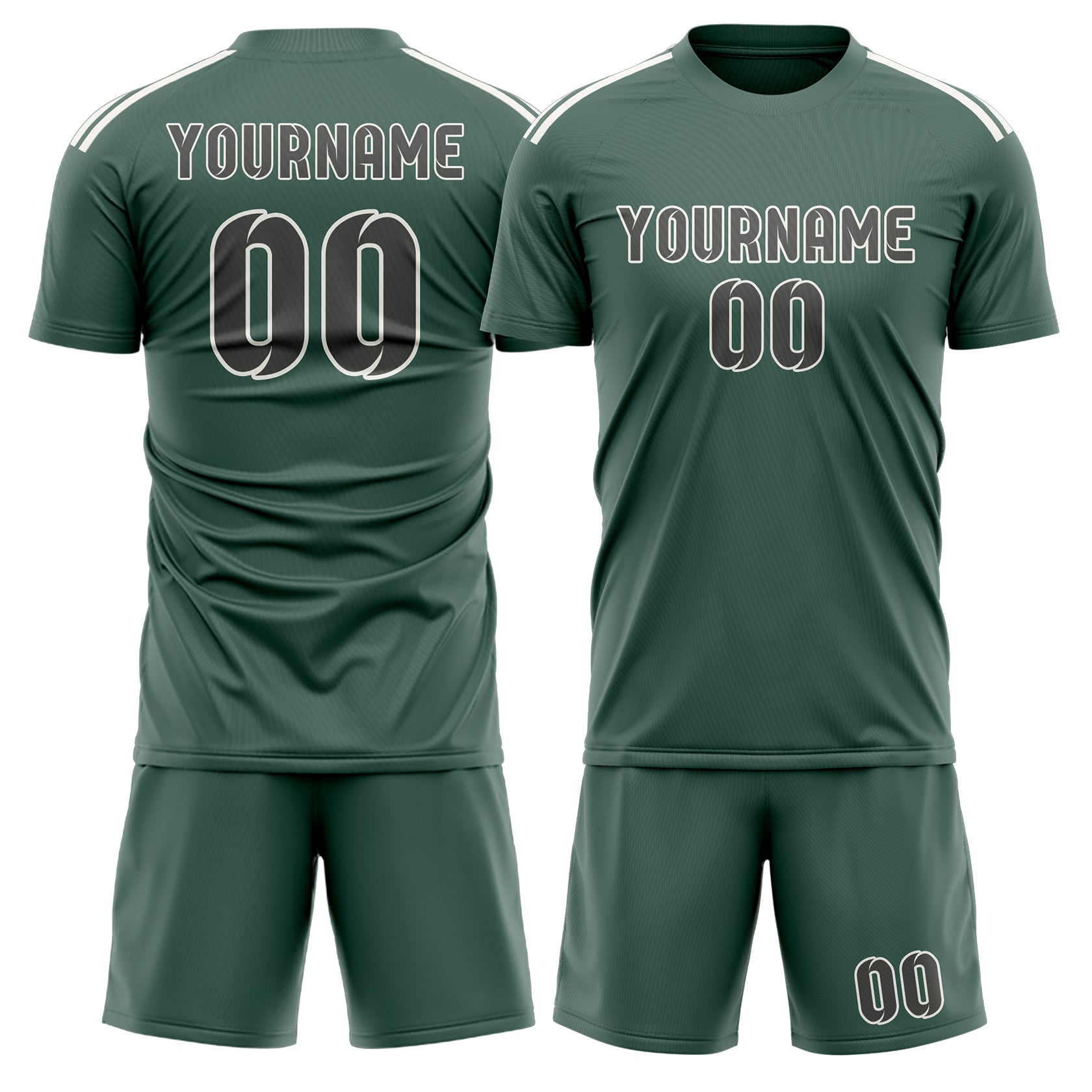 Custom Blue Green Dark Grey Soccer Set