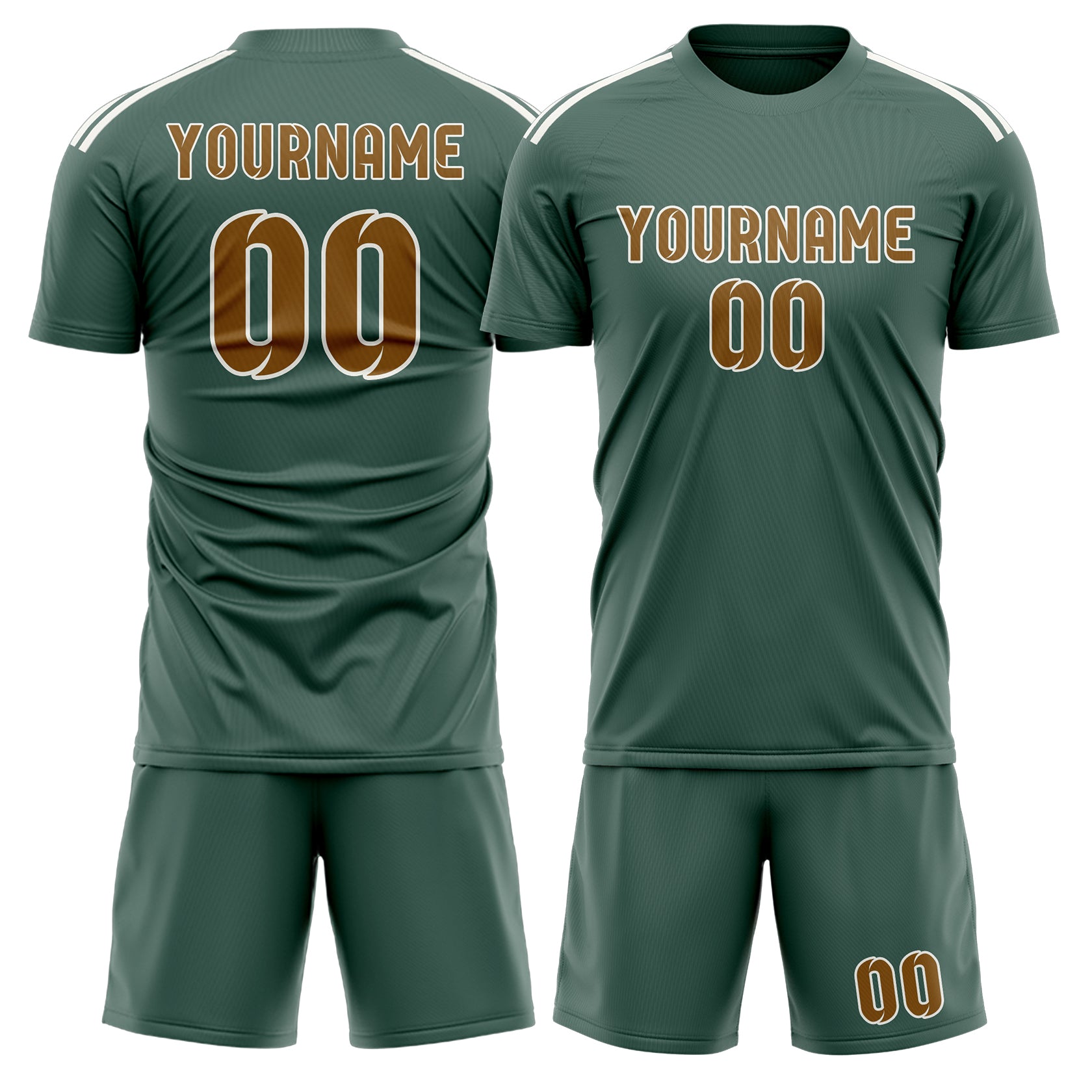 Custom Blue Green Khaki Soccer Set