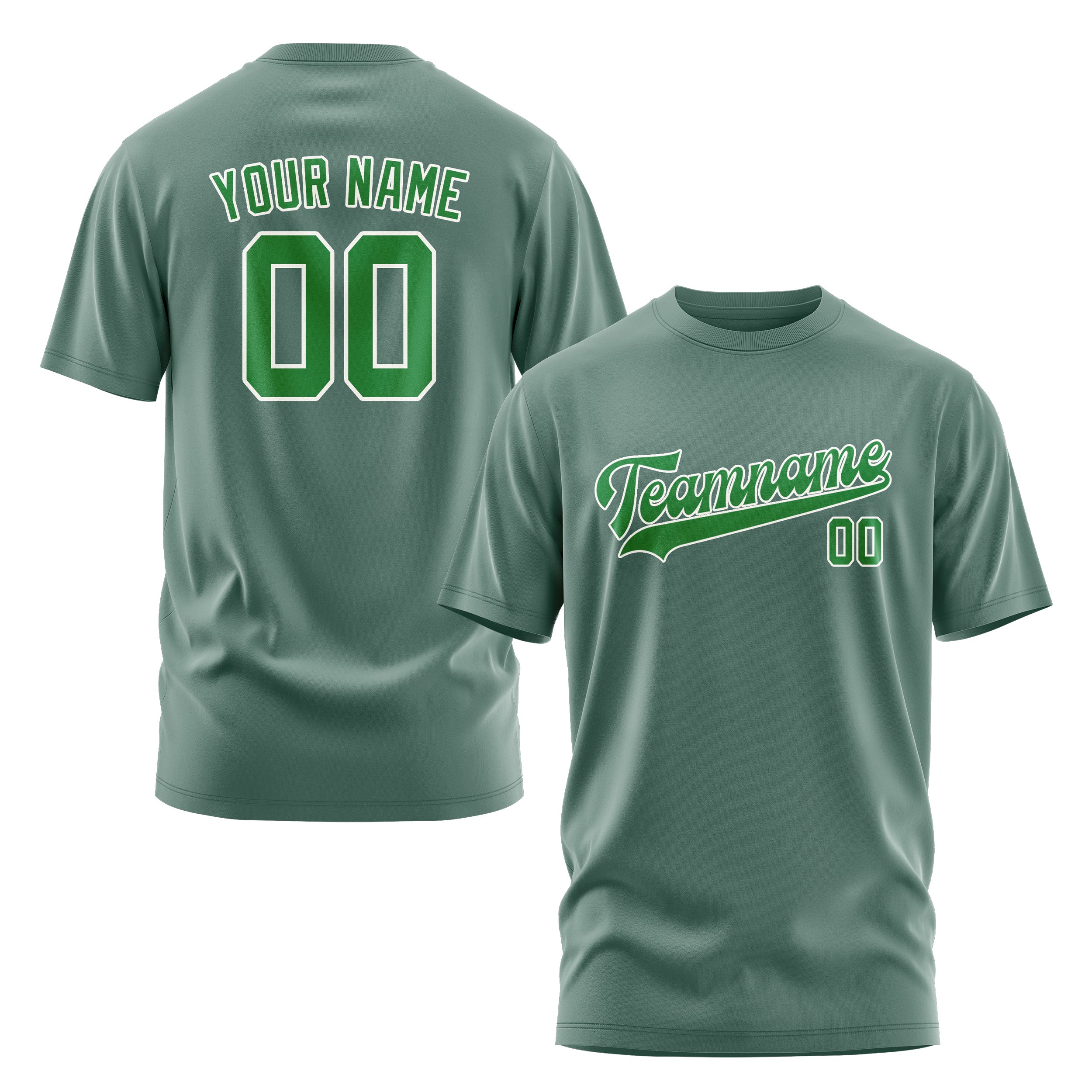 Custom Blue Green Emerald Green T-Shirt
