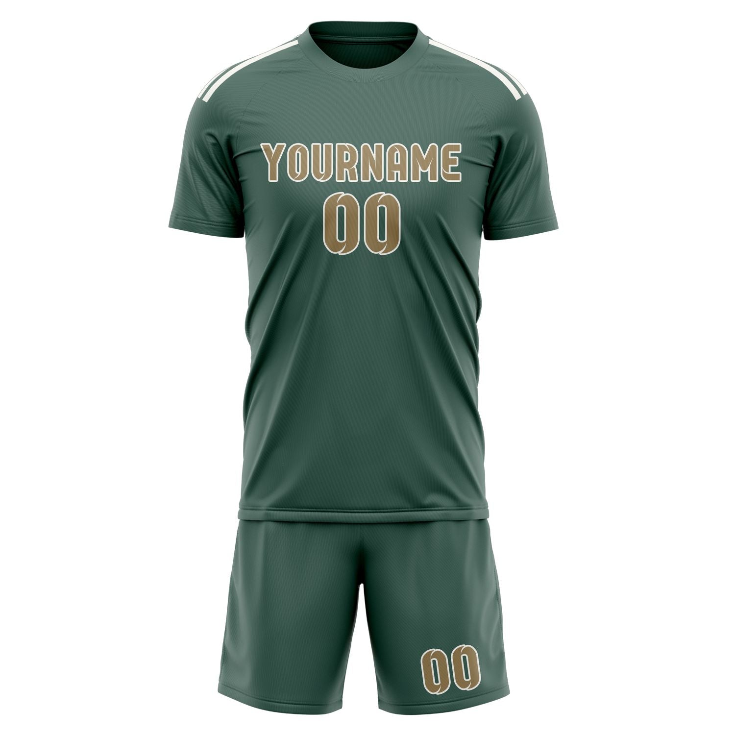 Custom Blue Green Light Khaki Soccer Set
