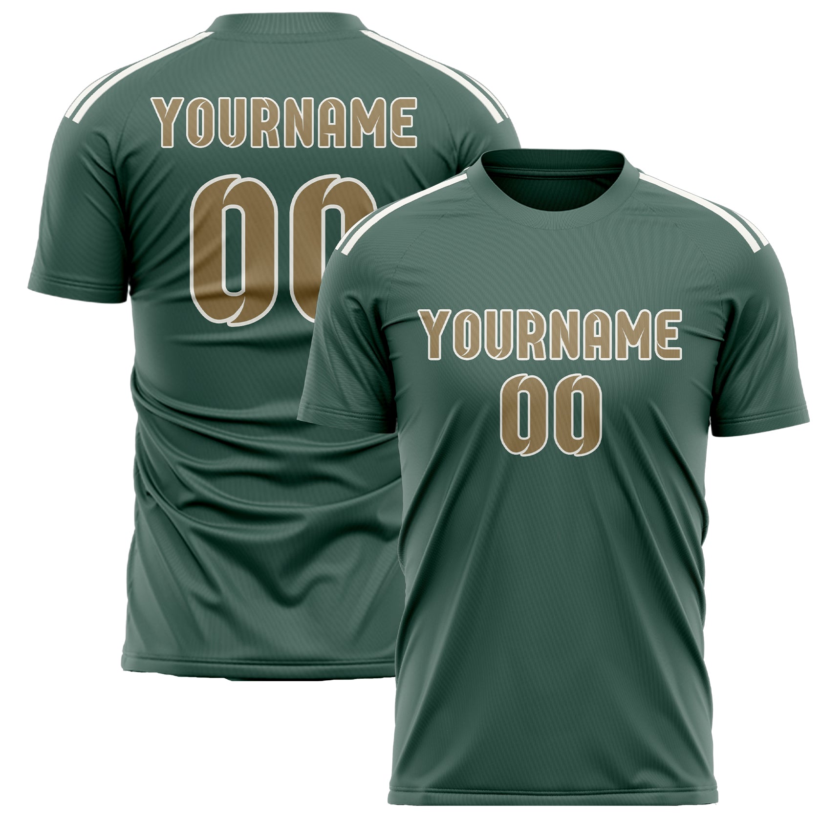Custom Blue Green Light Khaki Soccer Jersey
