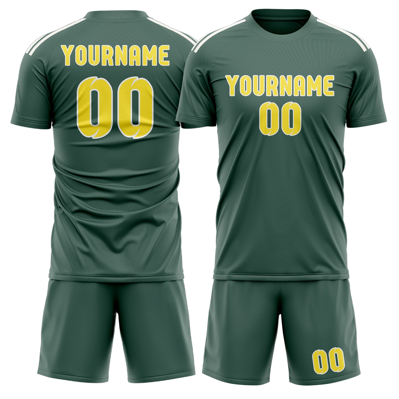 Custom Blue Green Light Yellow Soccer Set
