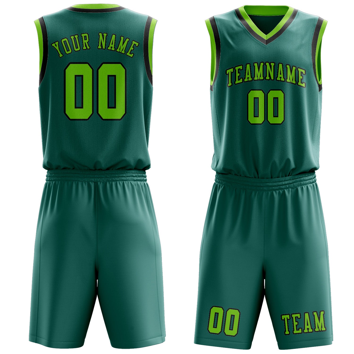 Custom Blue Green Emerald Green Basketball Set