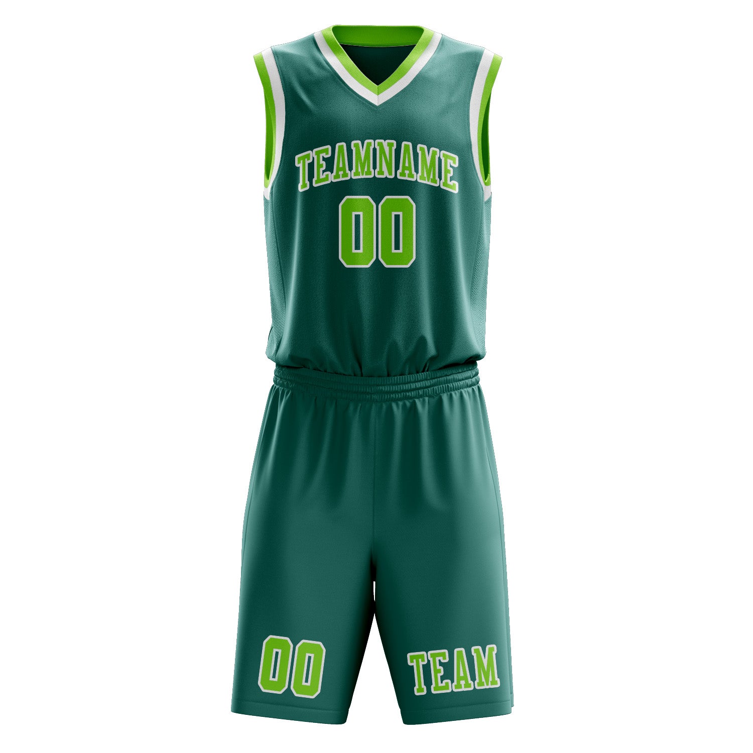 Custom Blue Green Emerald Green Basketball Set