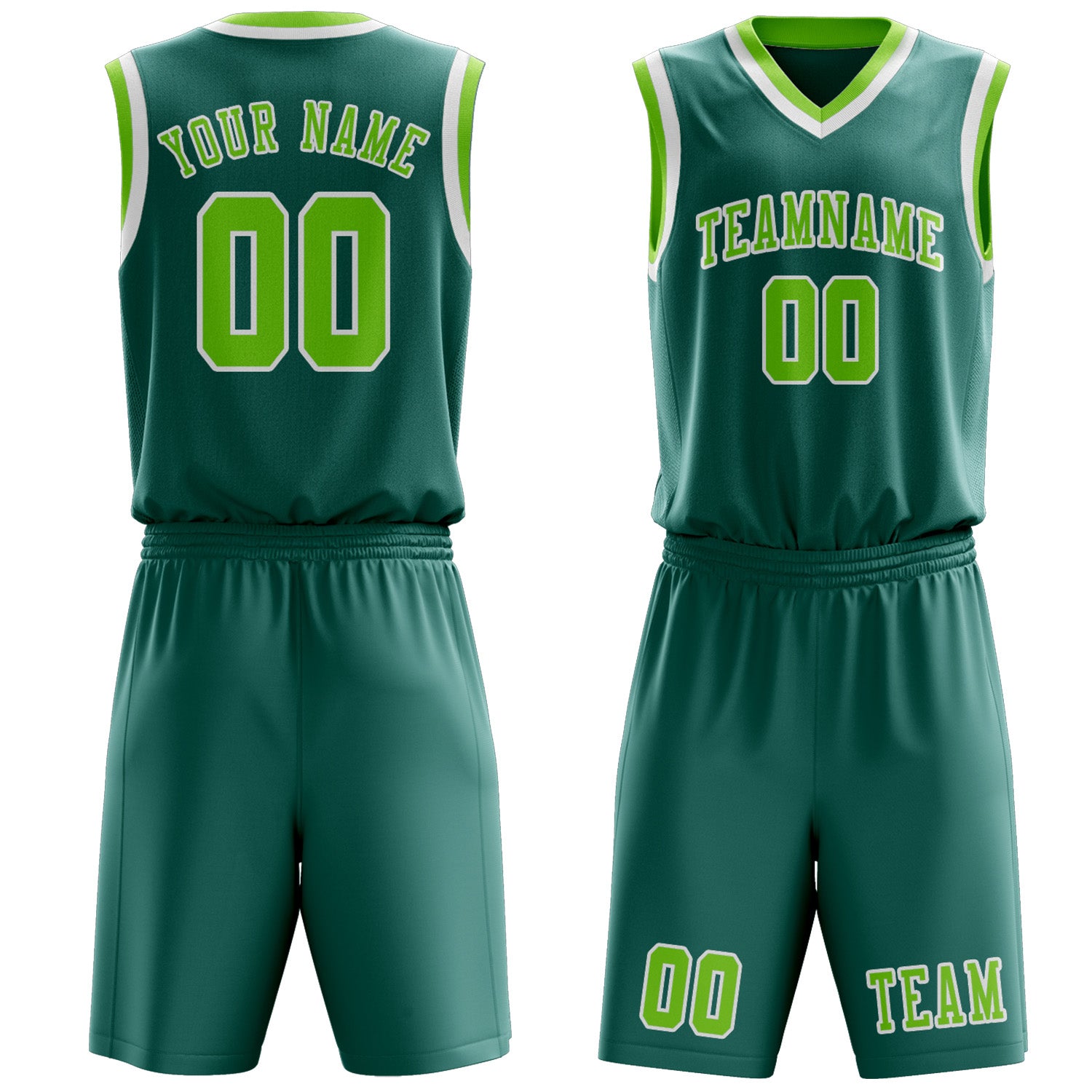 Custom Blue Green Emerald Green Basketball Set