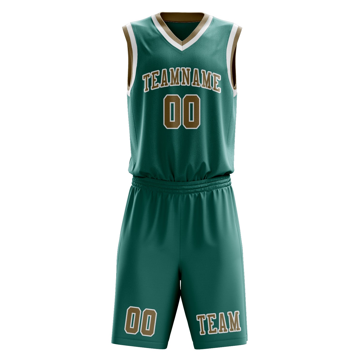 Custom Blue Green Light Khaki Basketball Set