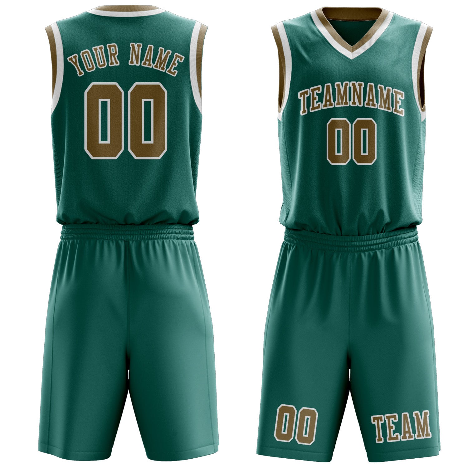 Custom Blue Green Light Khaki Basketball Set