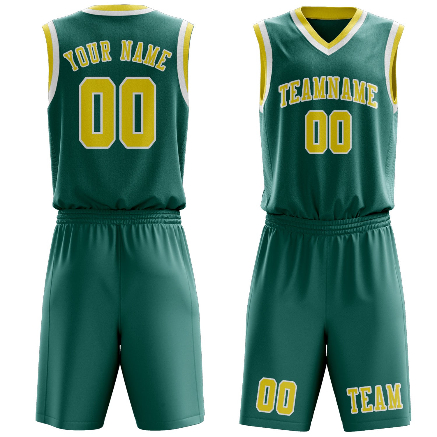 Custom Blue Green Light Yellow Basketball Set