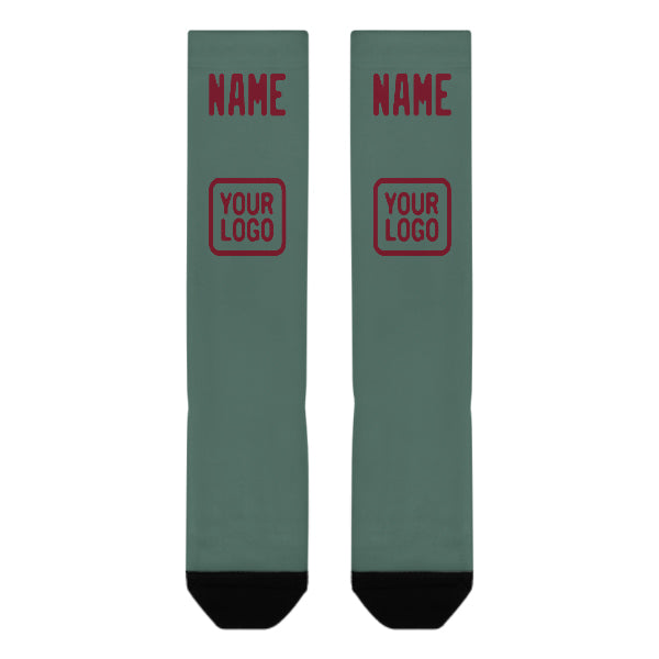 Custom Blue Green Crimson Red Knee-High Sock