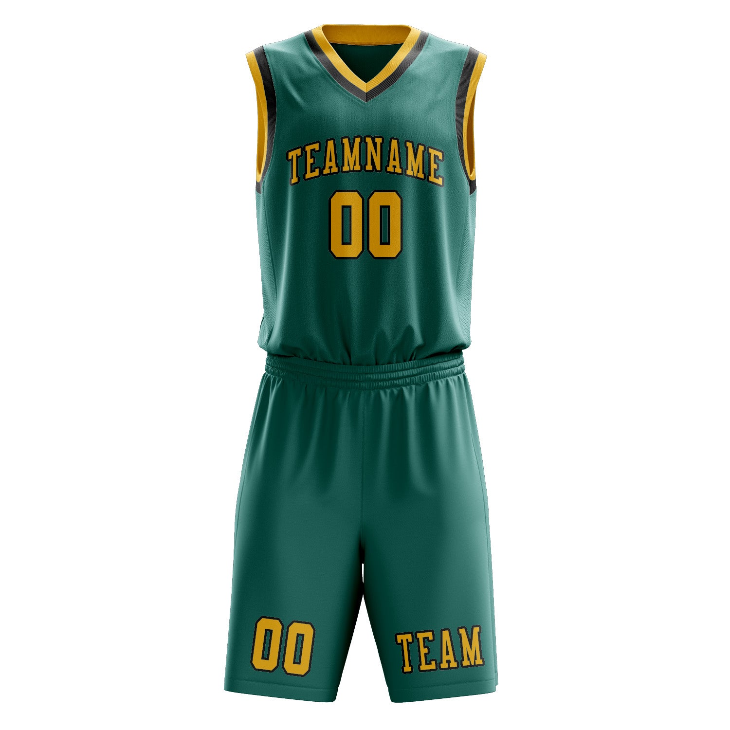 Custom Blue Green Gold Basketball Set