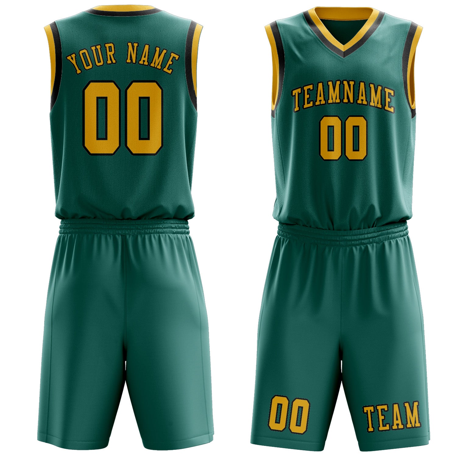 Custom Blue Green Gold Basketball Set