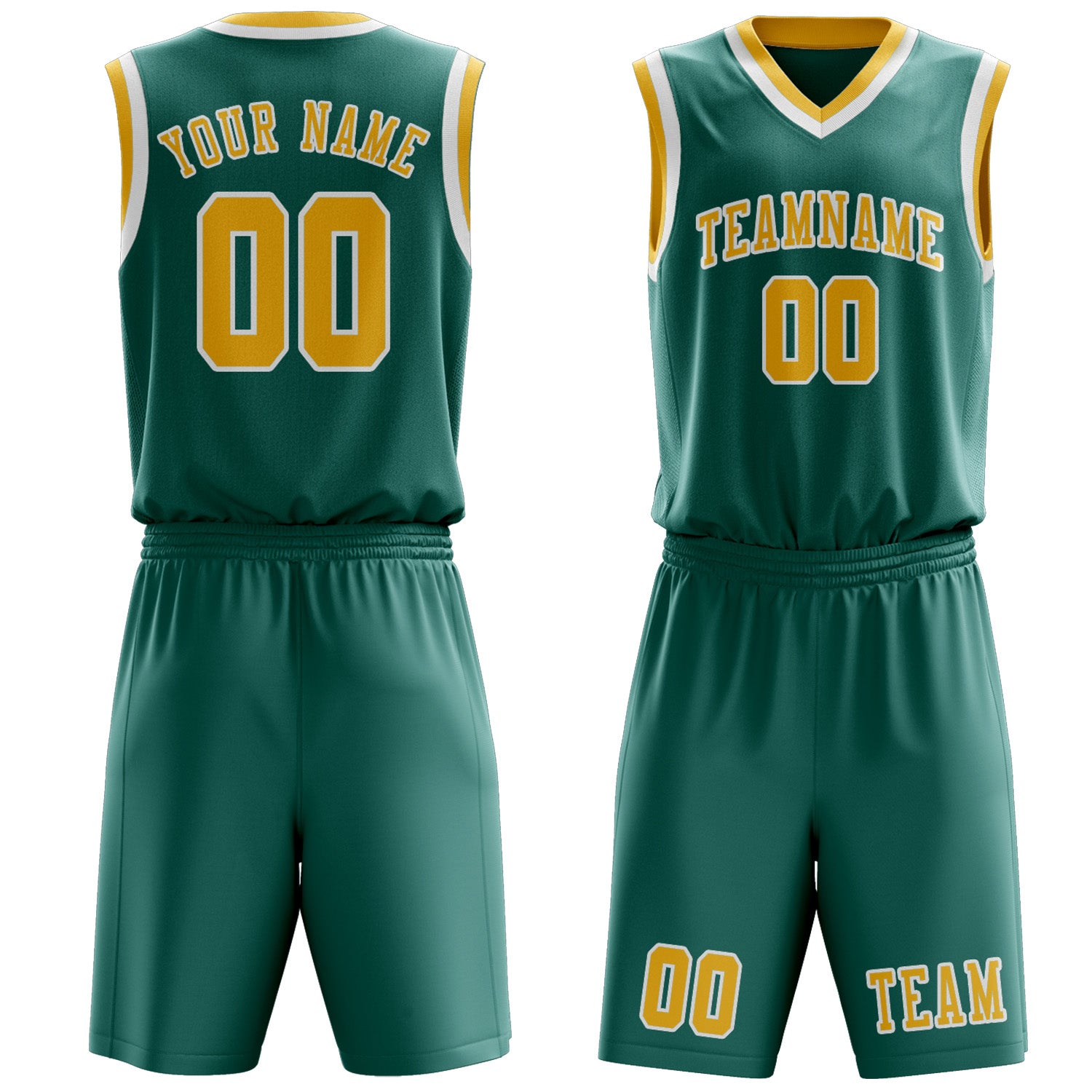 Custom Blue Green Gold Basketball Set