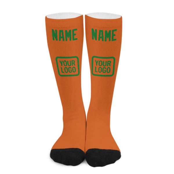 Custom Orange Emerald Green Knee-High Sock