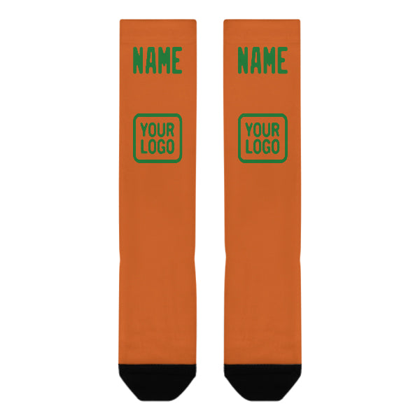 Custom Orange Emerald Green Knee-High Sock