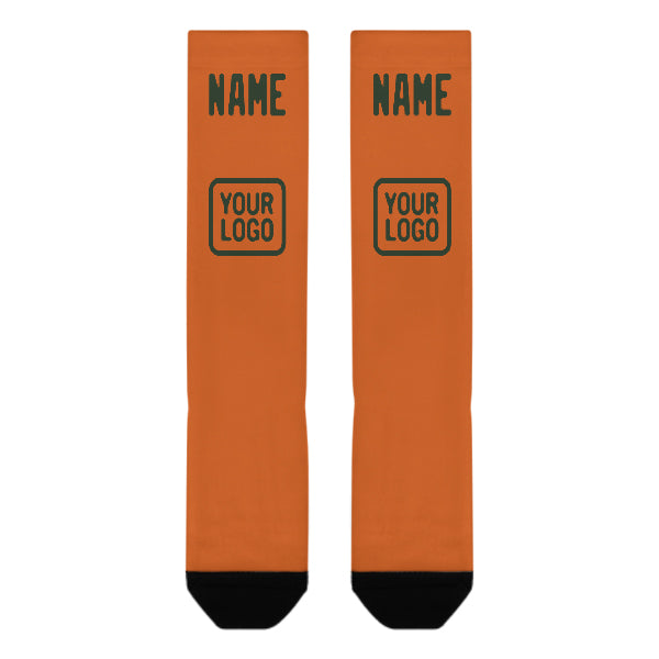 Custom Orange Dark Green Knee-High Sock