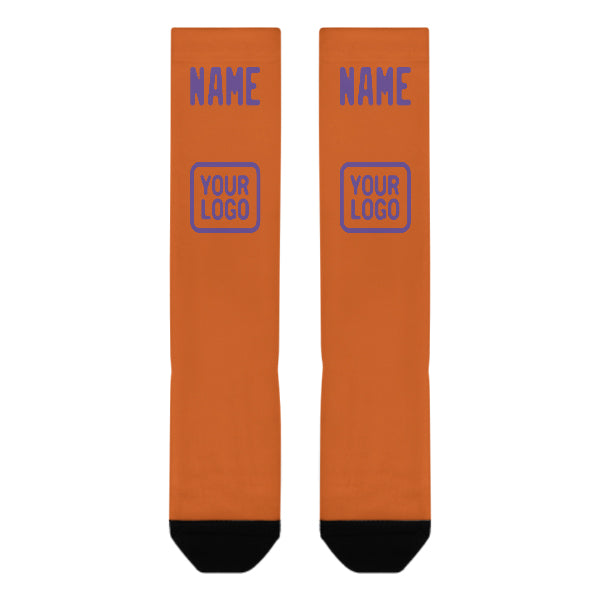 Custom Orange Light Purple Knee-High Sock