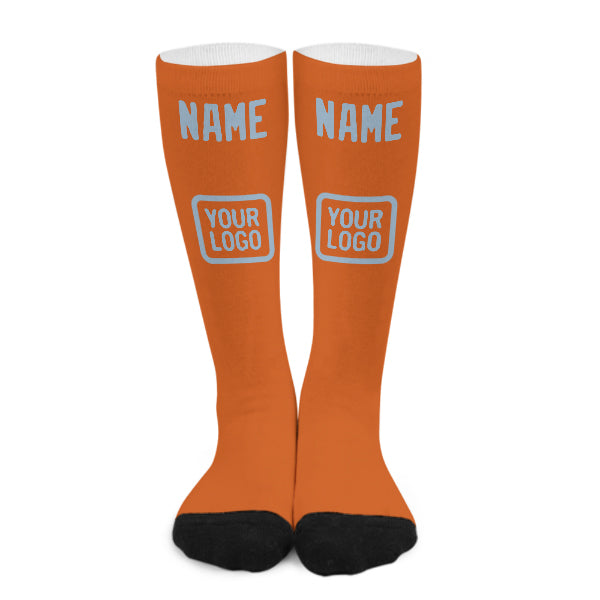 Custom Orange Light Blue Knee-High Sock