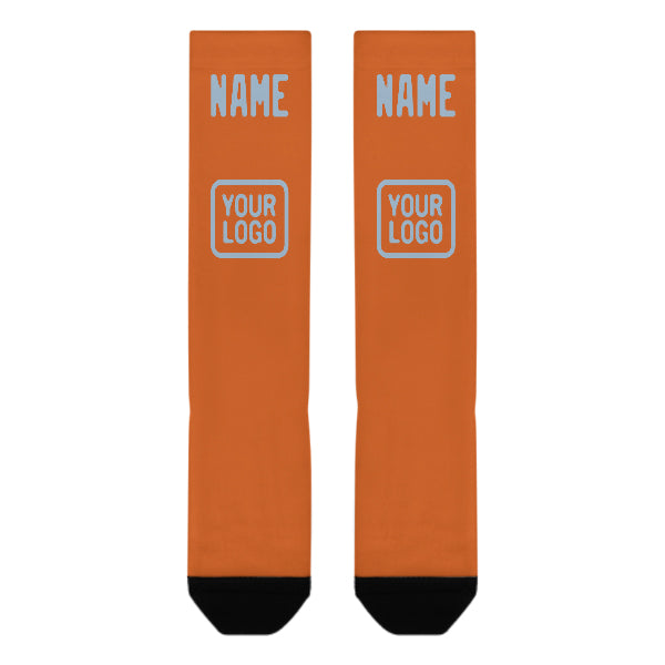 Custom Orange Light Blue Knee-High Sock