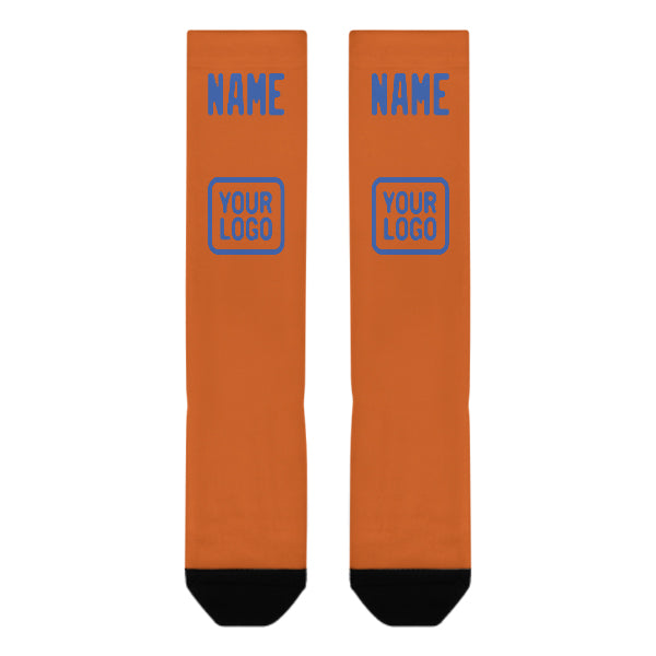 Custom Orange Sky Blue Knee-High Sock