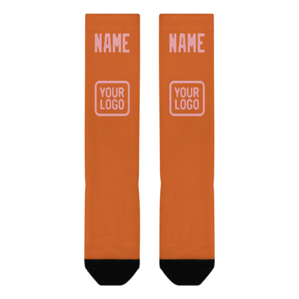 Custom Orange Light Pink Knee-High Sock