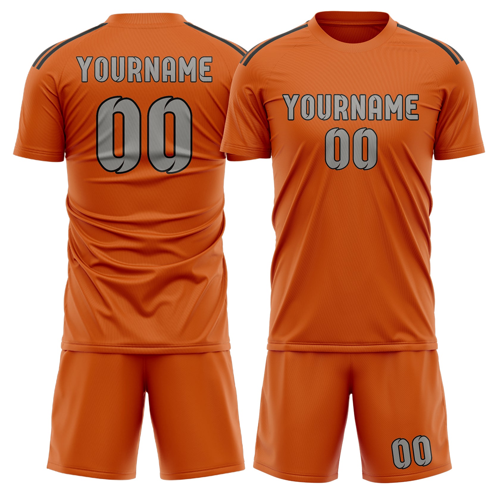 Custom Orange Gray Soccer Set