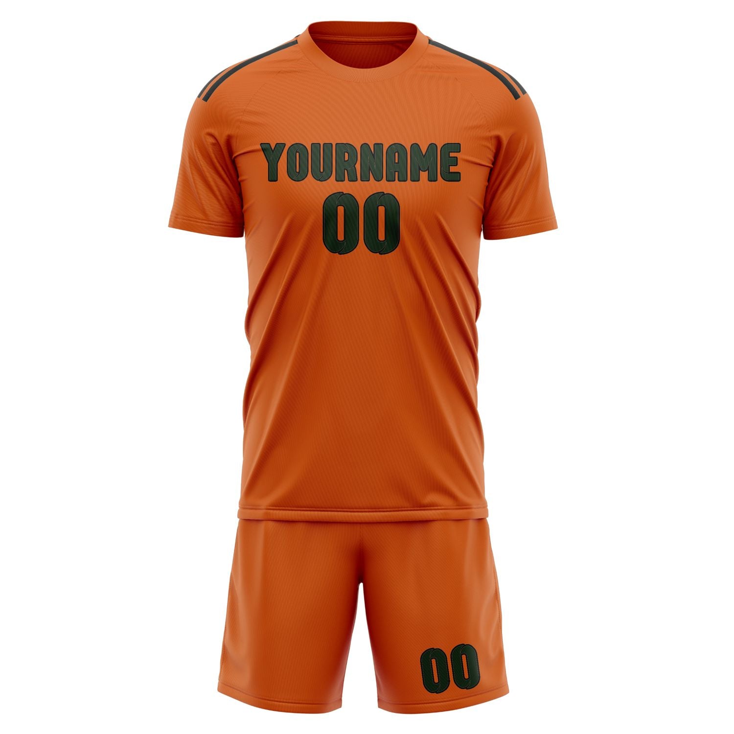 Custom Orange Dark Green Soccer Set