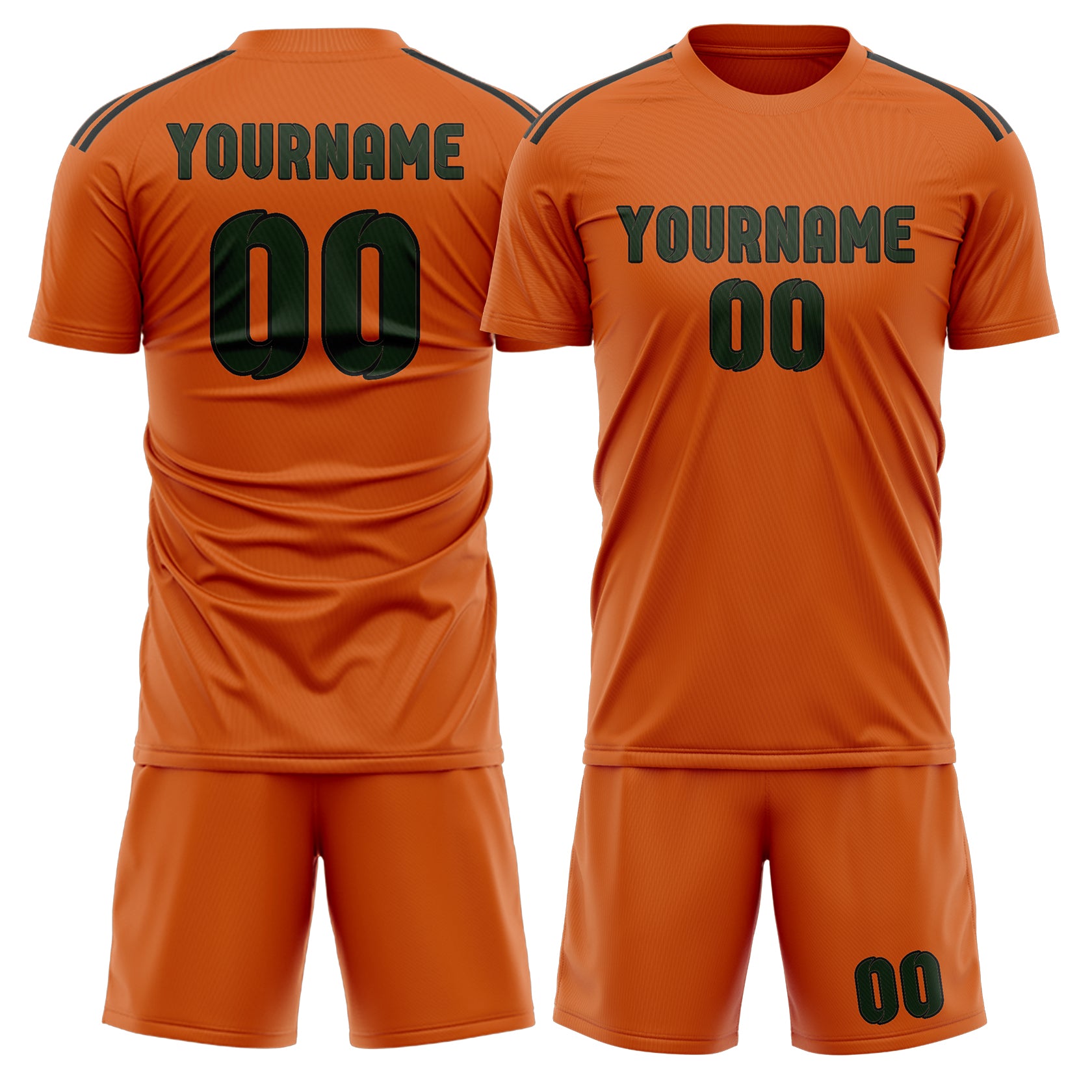 Custom Orange Dark Green Soccer Set