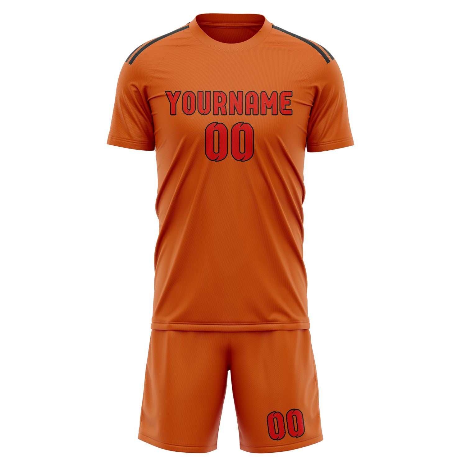 Custom Orange Orange Red Soccer Set