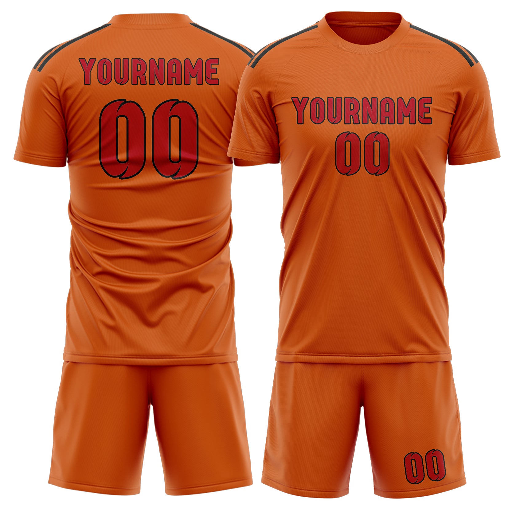 Custom Orange Red Soccer Set