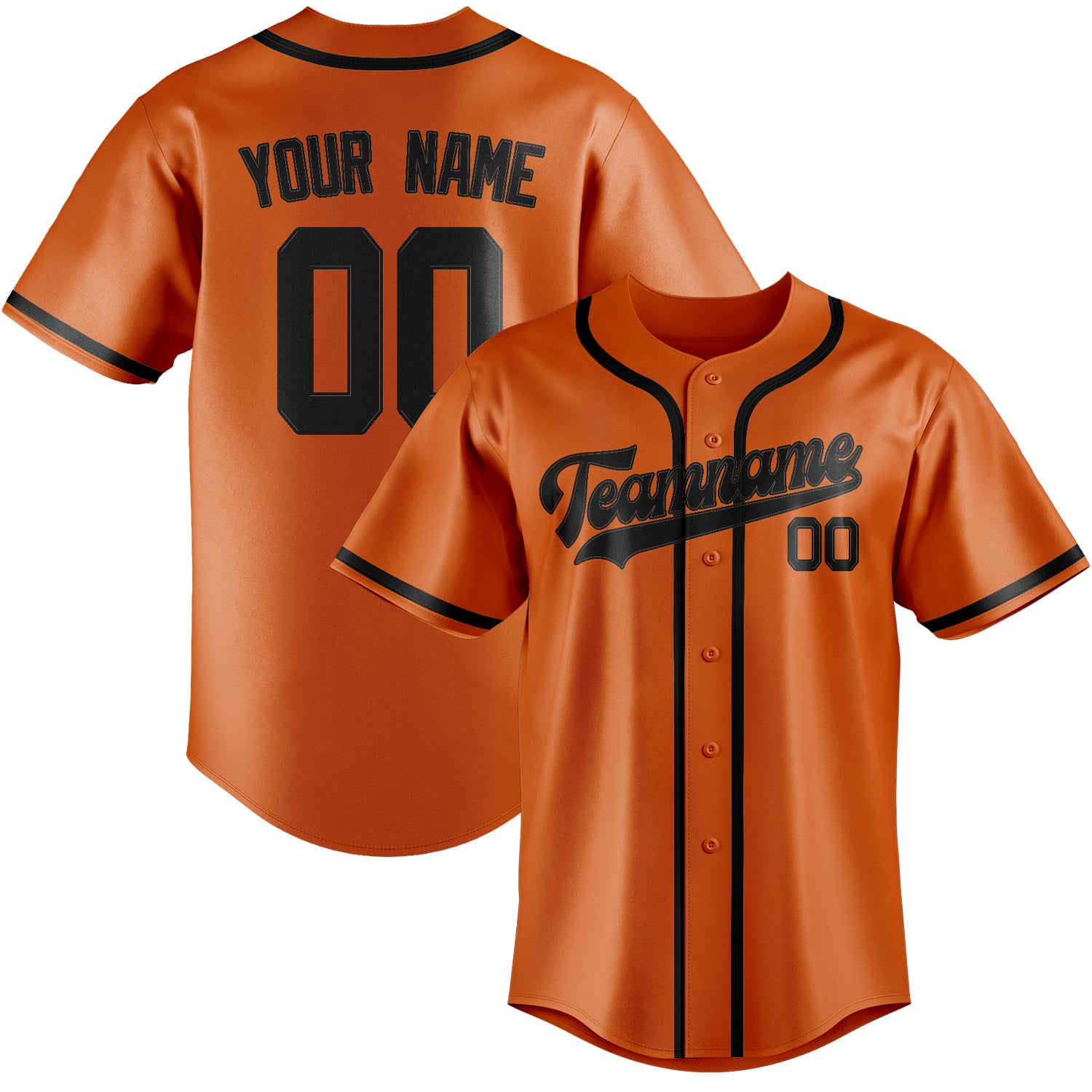 Custom Orange Black Baseball Jersey