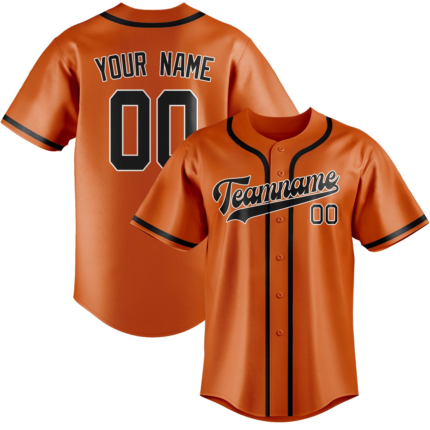 Custom Orange Black Baseball Jersey