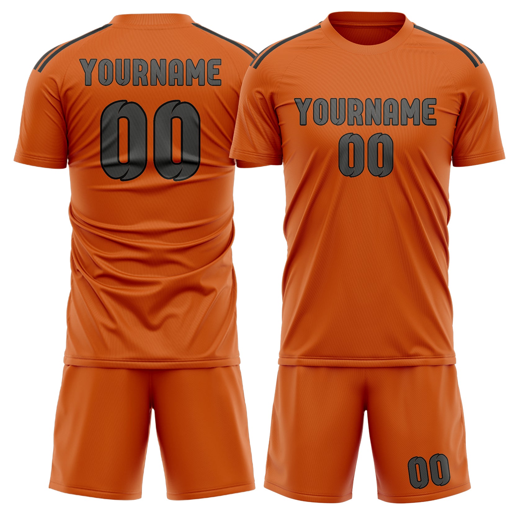 Custom Orange Dark Grey Soccer Set