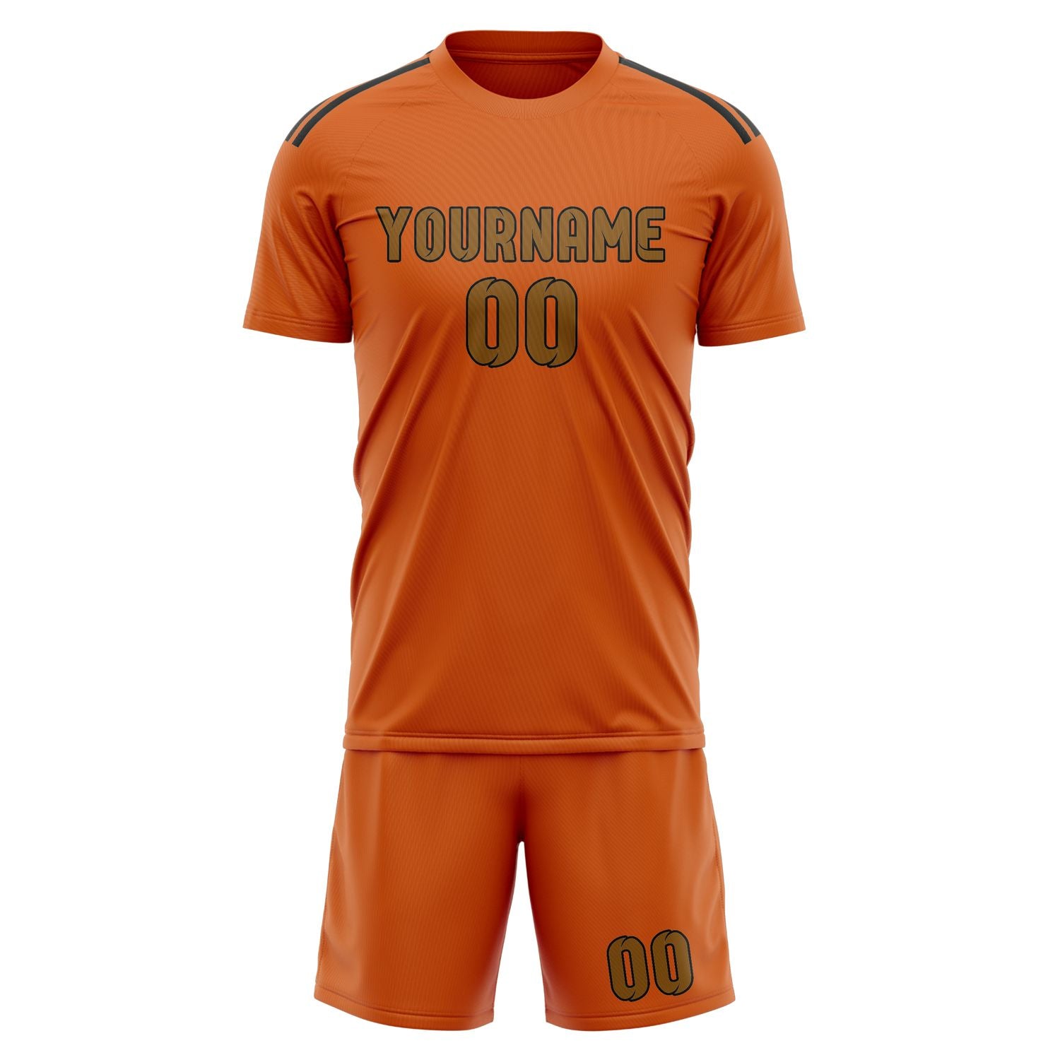 Custom Orange Khaki Soccer Set