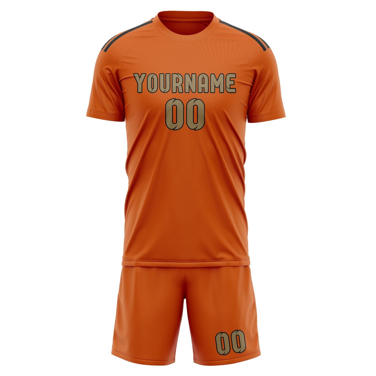 Custom Orange Light Khaki Soccer Set