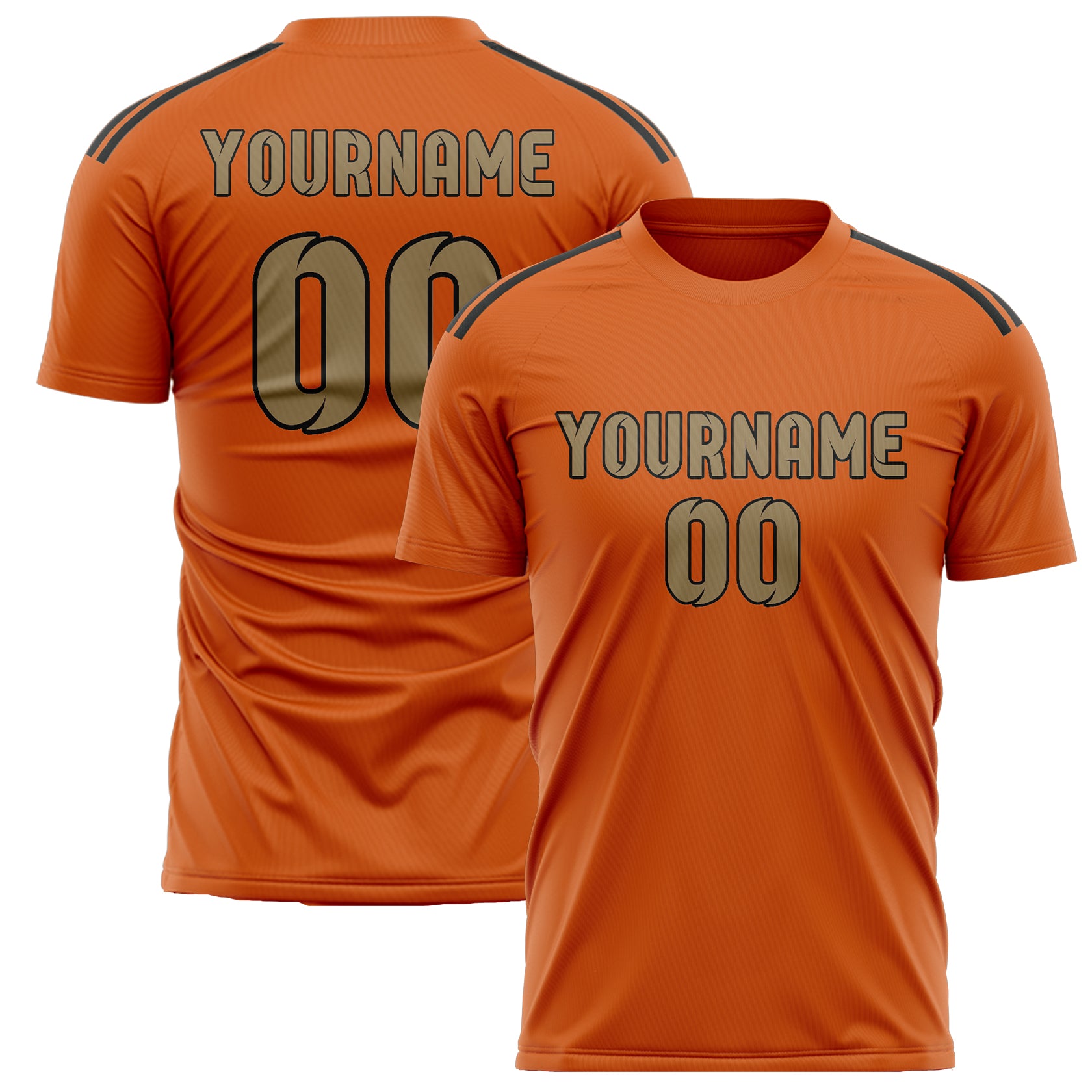 Custom Orange Light Khaki Soccer Jersey