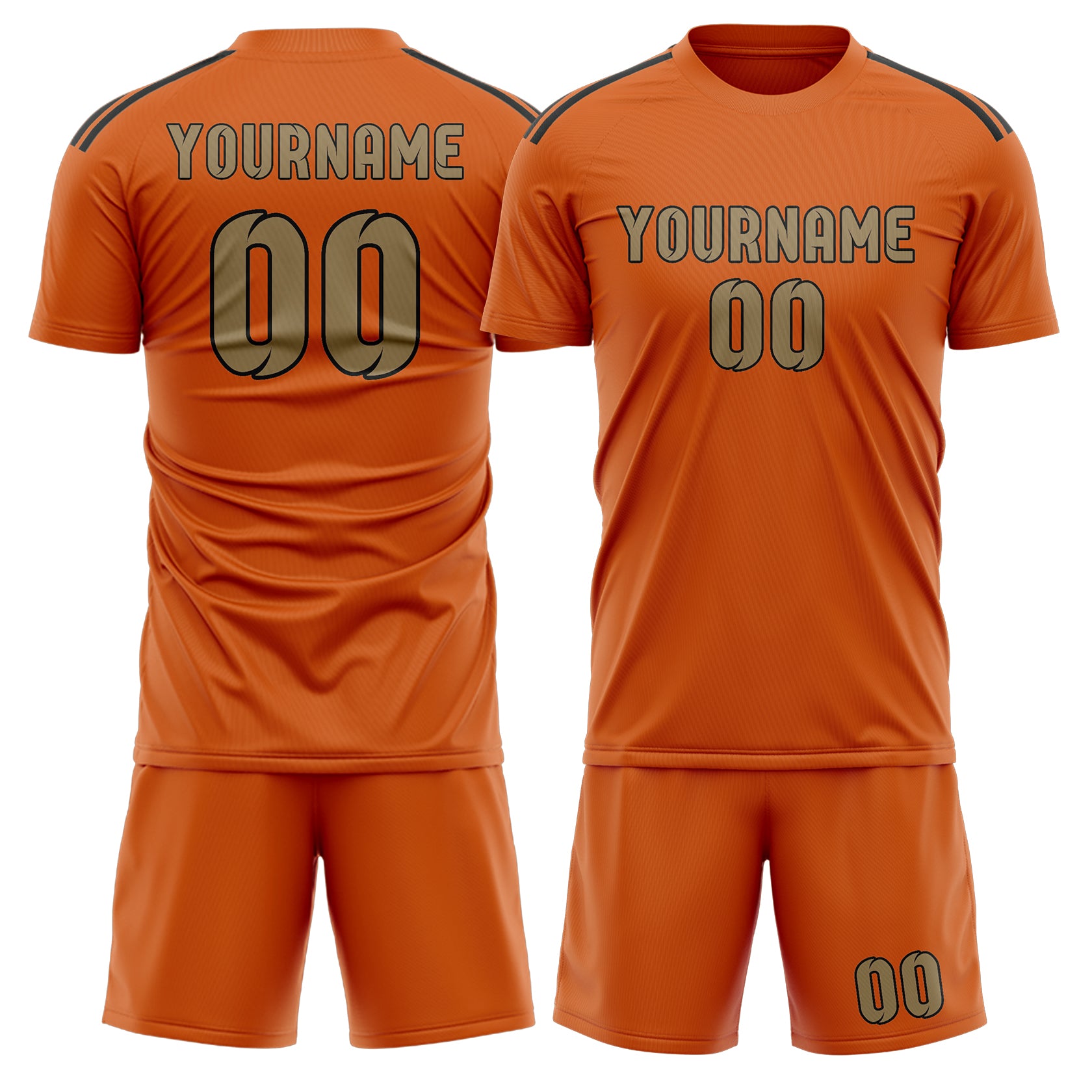 Custom Orange Light Khaki Soccer Set