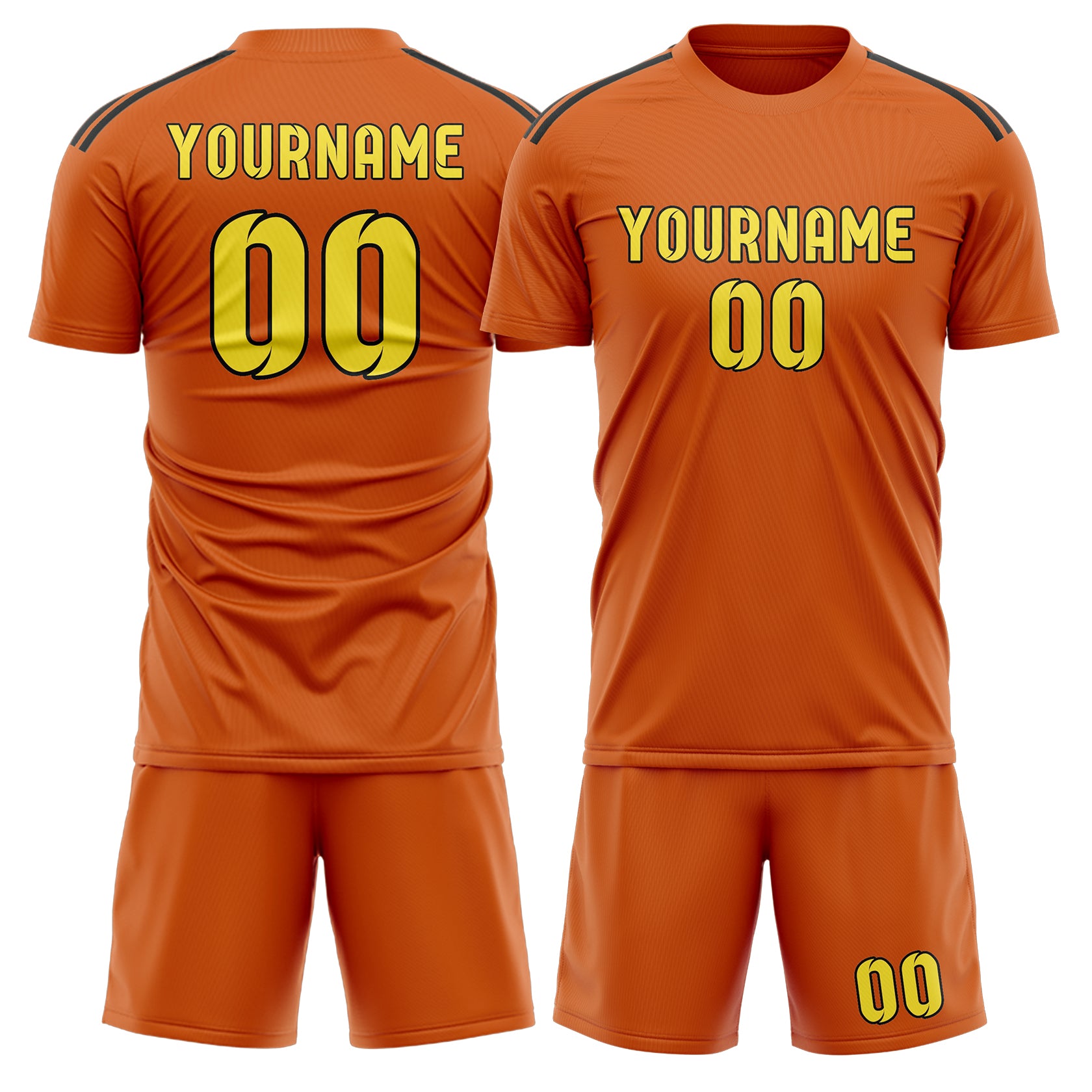 Custom Orange Light Yellow Soccer Set