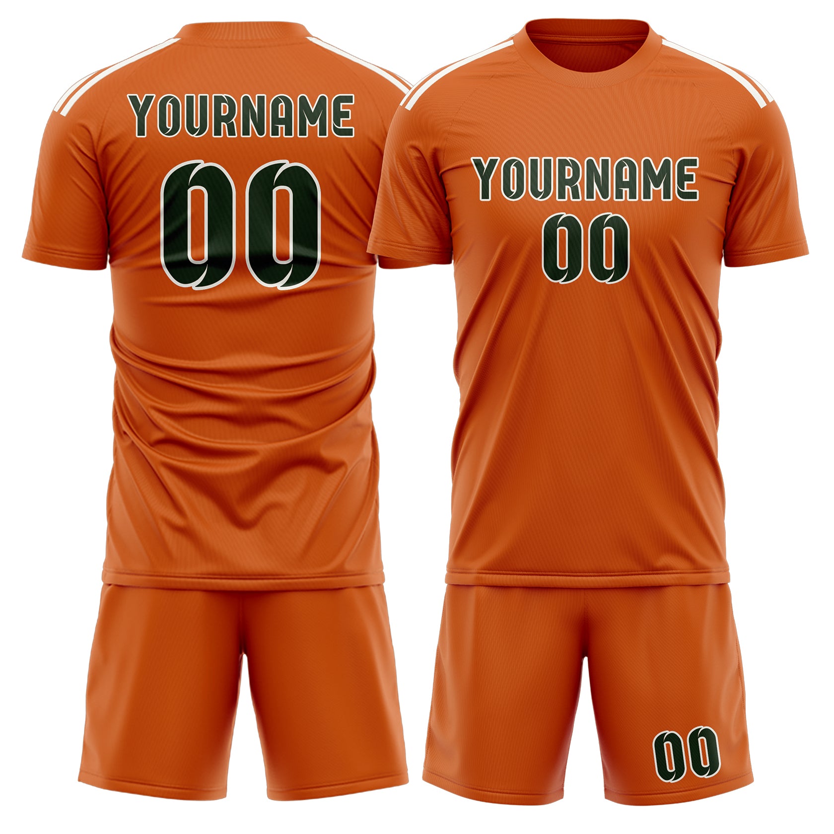 Custom Orange Dark Green Soccer Set