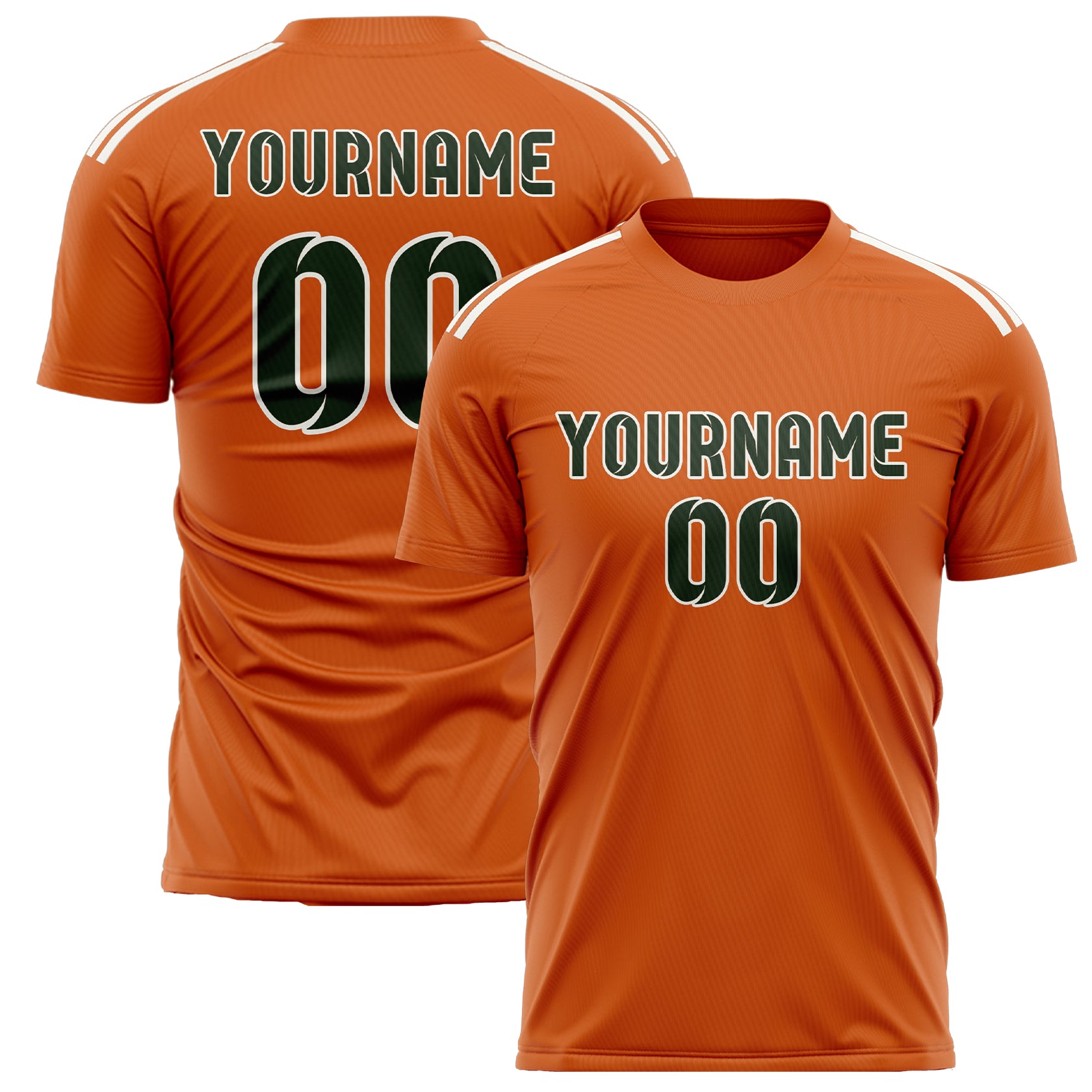 Custom Orange Dark Green Soccer Jersey