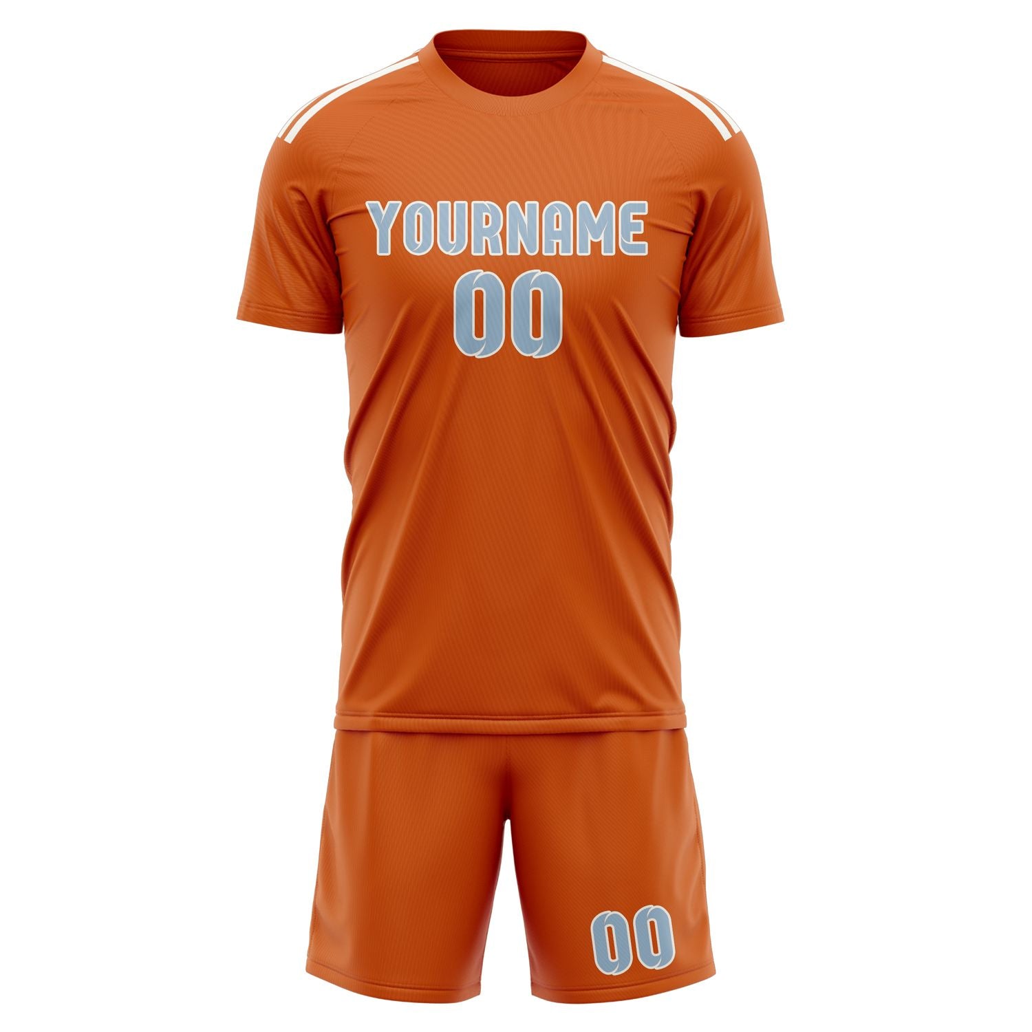 Custom Orange Light Blue Soccer Set