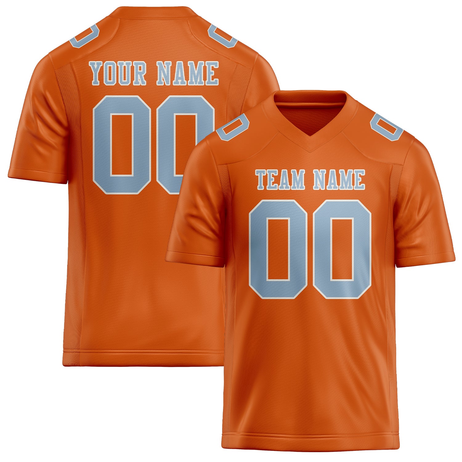 Custom Orange Light Blue Football Jersey
