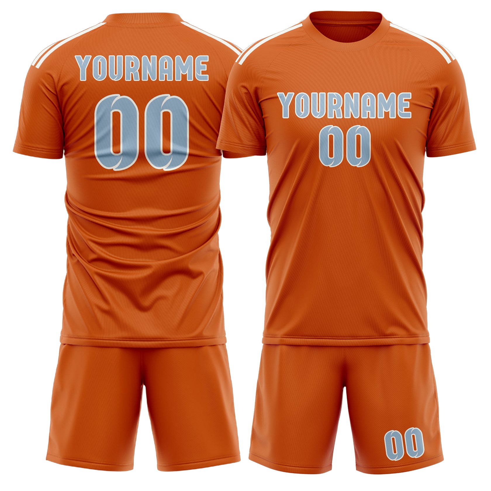 Custom Orange Light Blue Soccer Set