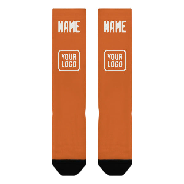 Custom Orange White Knee-High Sock